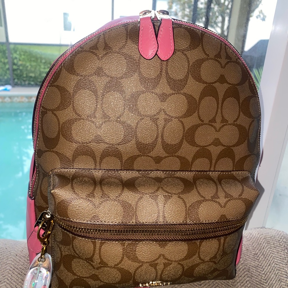 Coach Signature Brown and Pink Bag